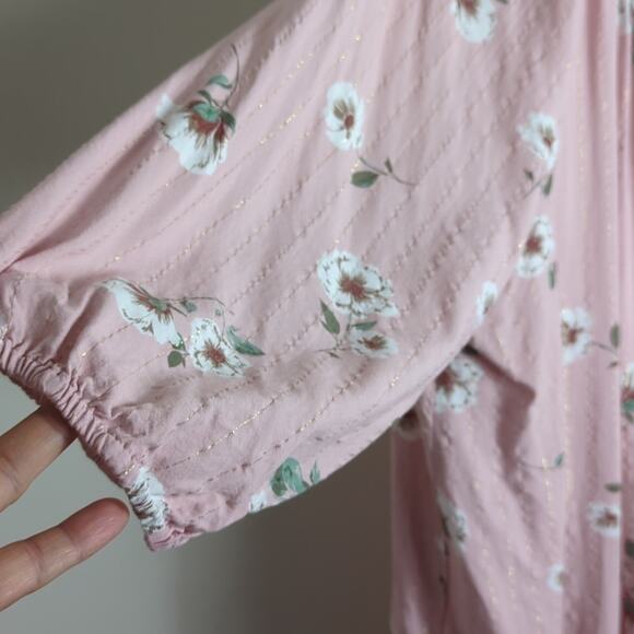 Cottagecore Boho Pink Pull-Over Blouse Rayon w/gold Thread Women's 2x - Picture 4 of 9